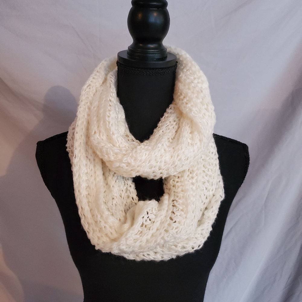 Cute white knitted scarf